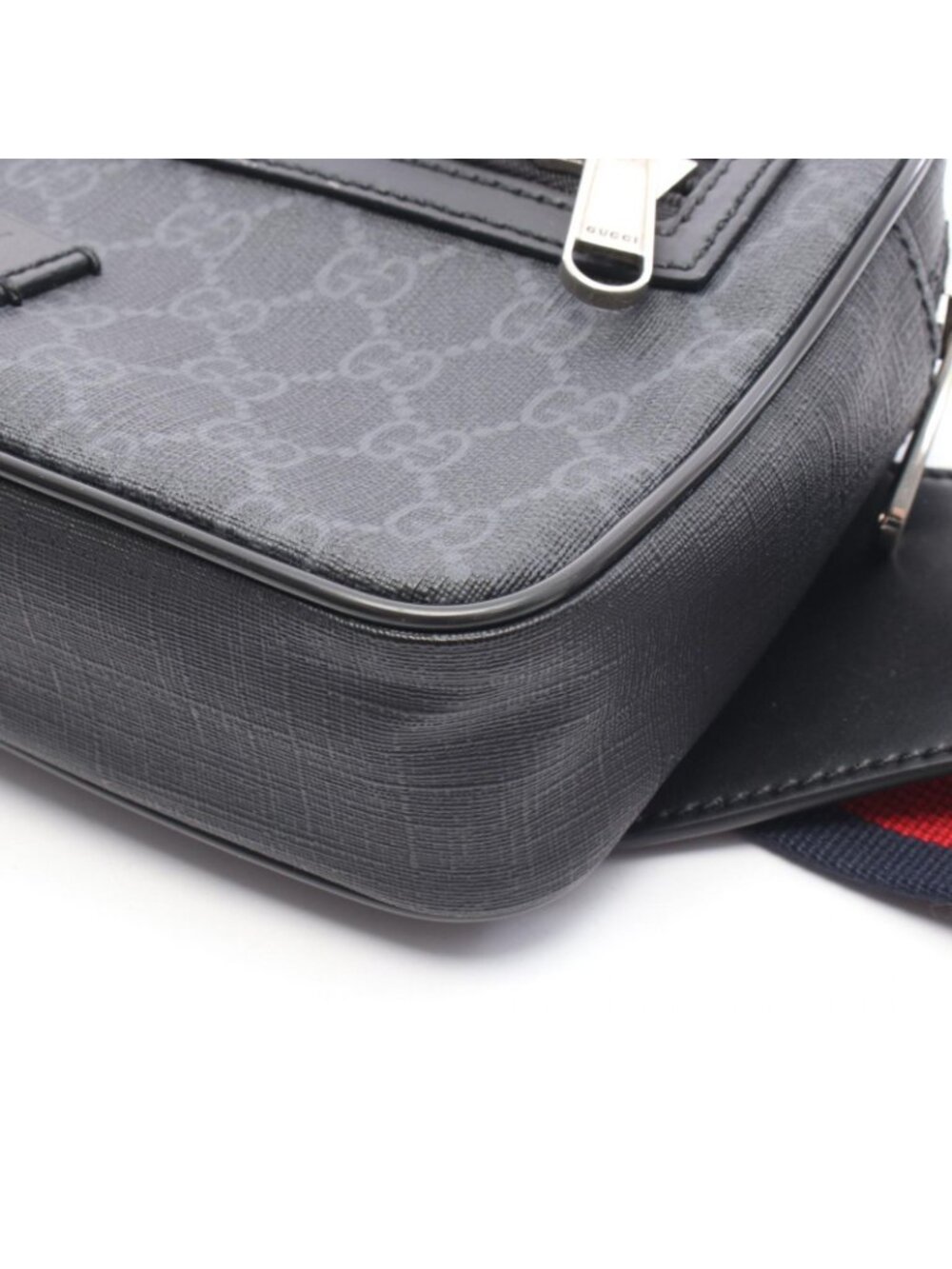 Gucci Waist Bag Soft GG Supreme Sherry Line Black Canvas Leather - Picture 5 of 7